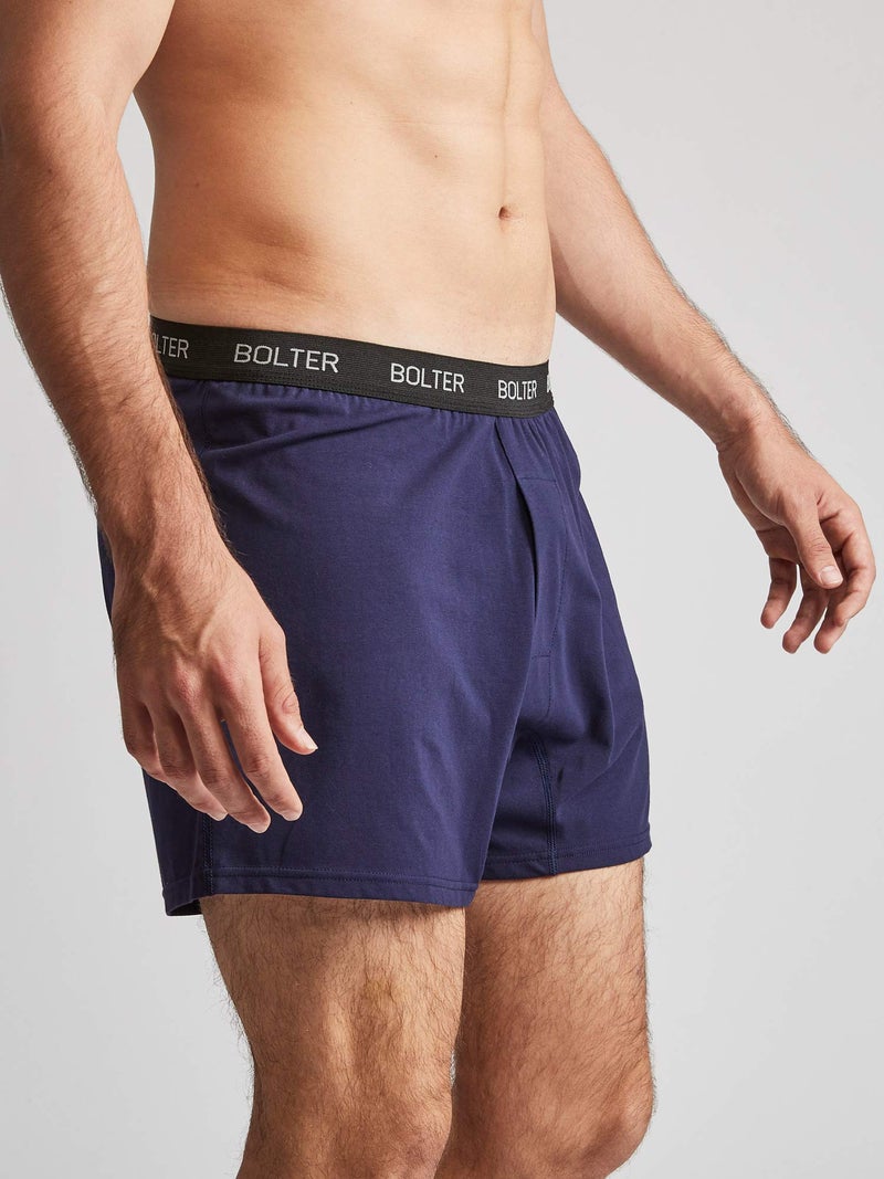 Bolter Menâ€™s 5-Pack Cotton Stretch Boxers Shorts (Medium, Blues) - Image 5